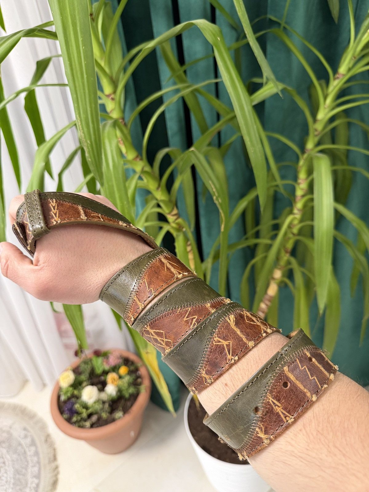 Japanese Brand Brown Snakeskin allover Y2K Belt kmrii styled Size 38 - 3 Thumbnail
