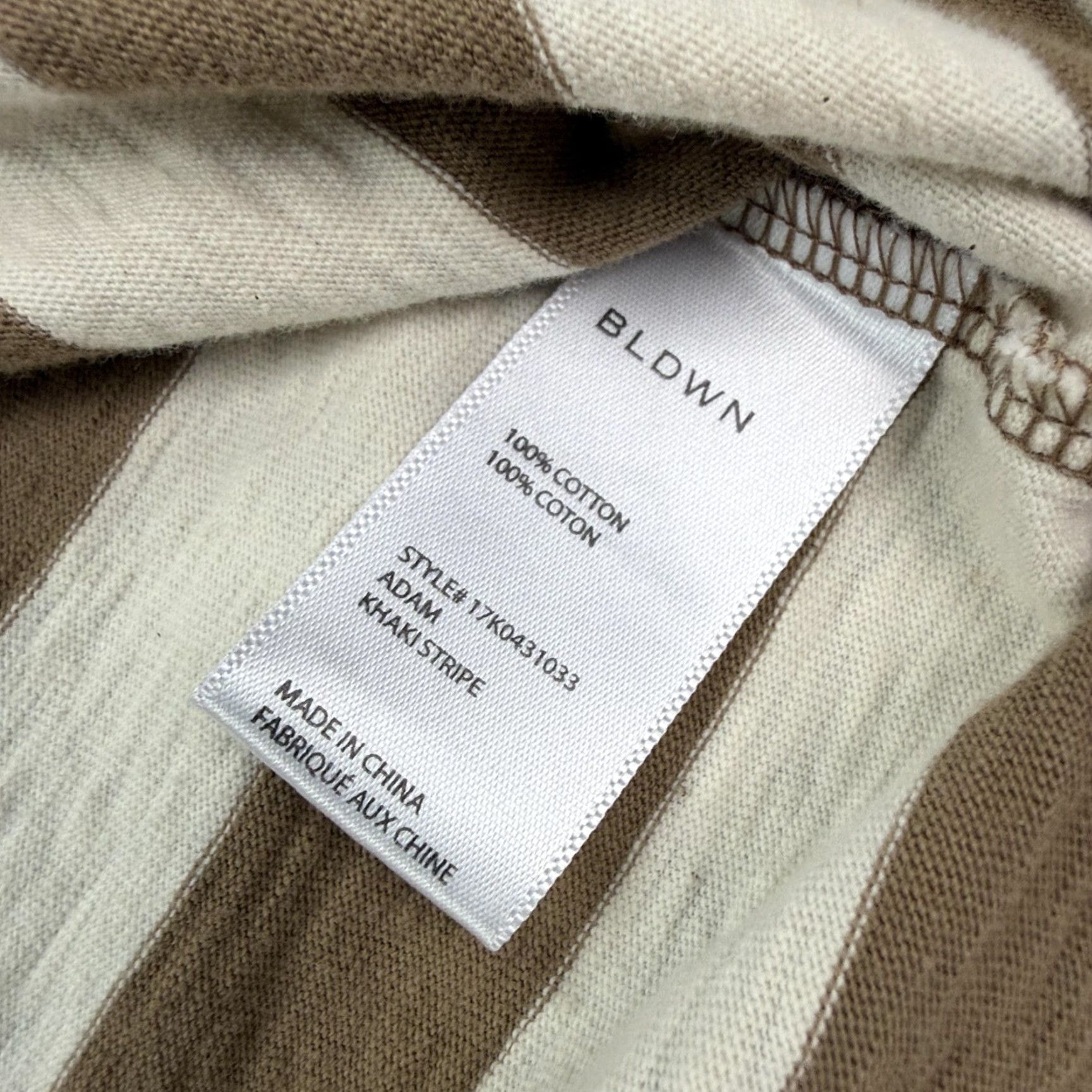 Vintage BLDWN Shirt Mens Large Brown White Khaki Stripe 100% Cotton Casual Crewneck Size US L / EU 52-54 / 3 - 5 Thumbnail