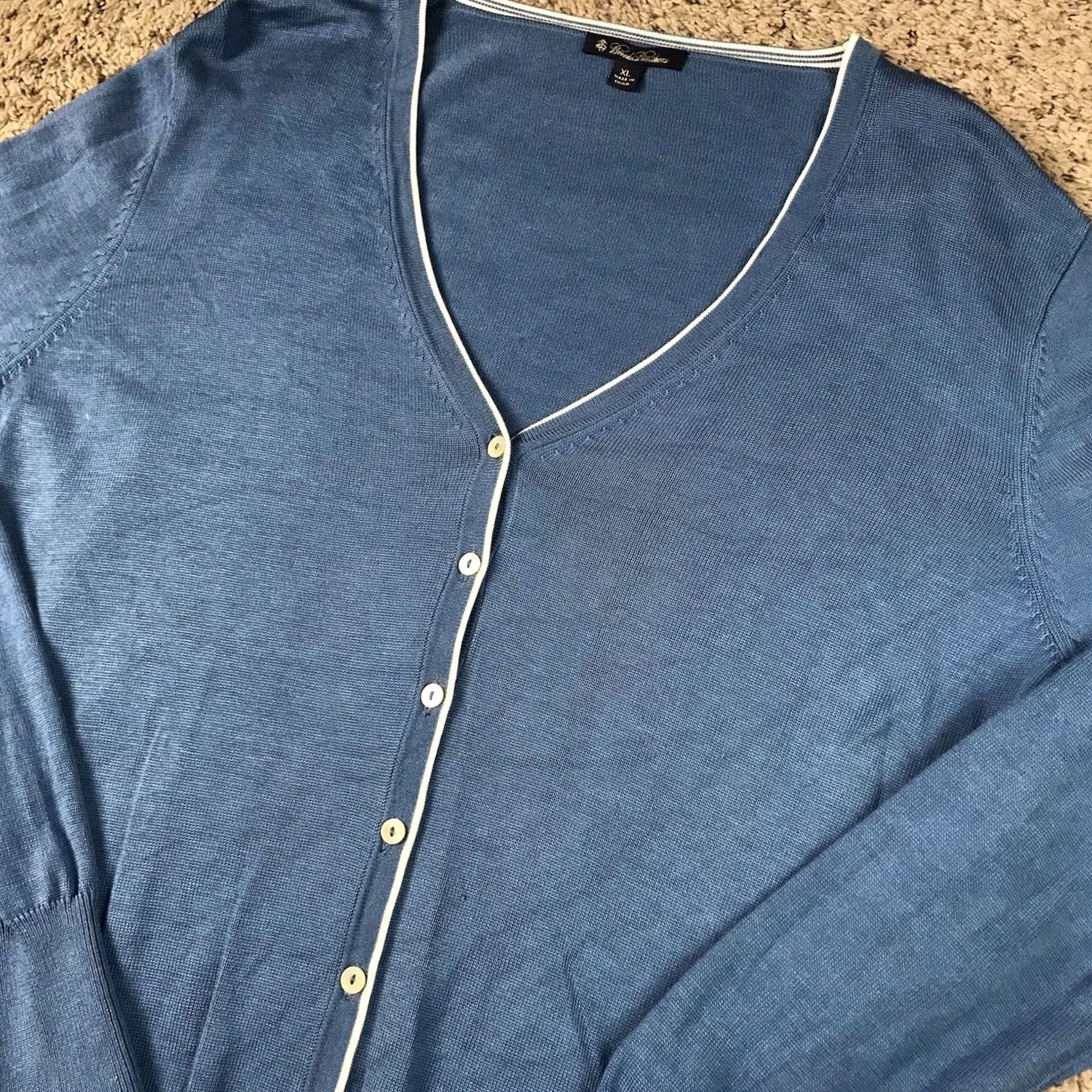 Brooks Brothers VINTAGE Brooks Brothers Womens Cardigan Sweater M Blue Silk Cotton Long Sleeve Size M / US 6-8 / IT 42-44 - 4 Thumbnail