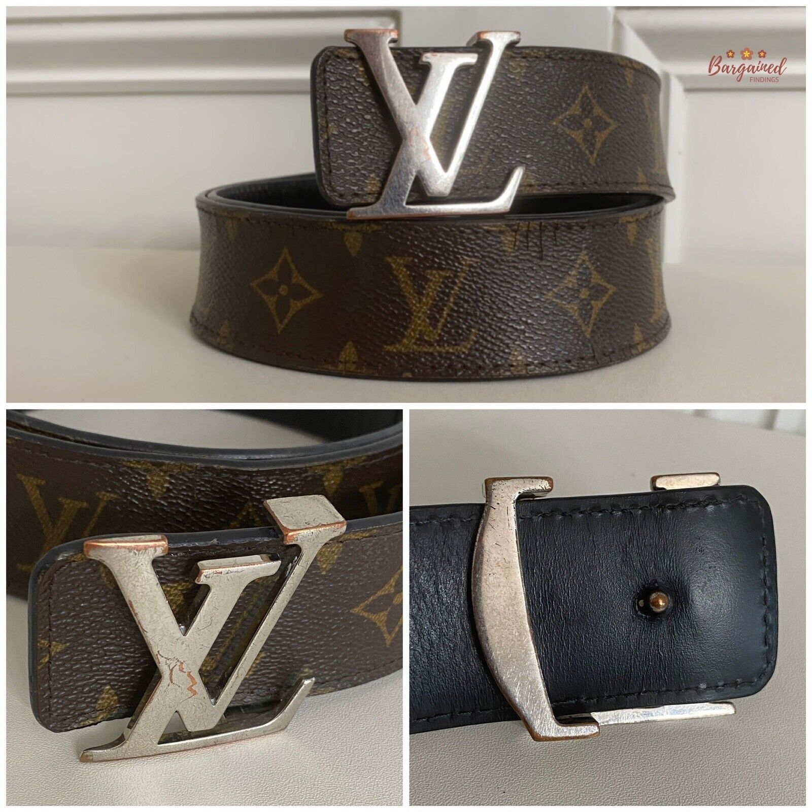 Louis Vuitton Louis Vuitton Monogram Reversible Silver LV Initials Belt Size 36 - 2 Thumbnail