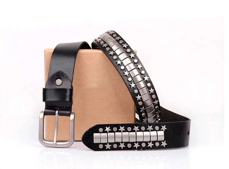 image of Leather Rock Rivet Belts in Black, Men's