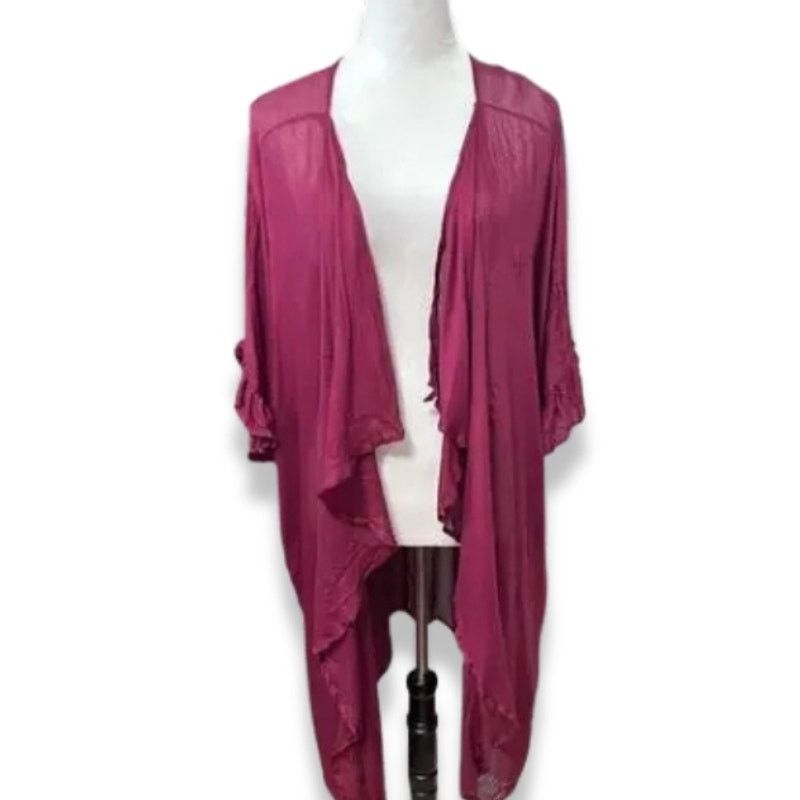 Other Abbeline Cardigan Sweater Dolman Ruffled Sleeves Burgundy OS Size L / US 10 / IT 46 - 1 Thumbnail