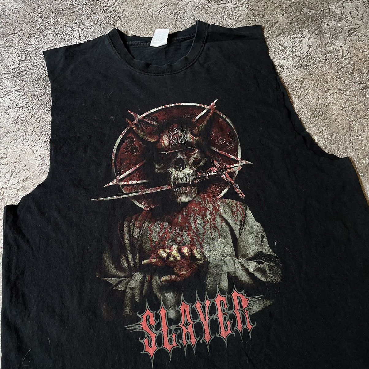 Vintage Vintage 90s Slayer Graphic Tee Faded Black Punk Horror M Size US M / EU 48-50 / 2 - 6 Thumbnail
