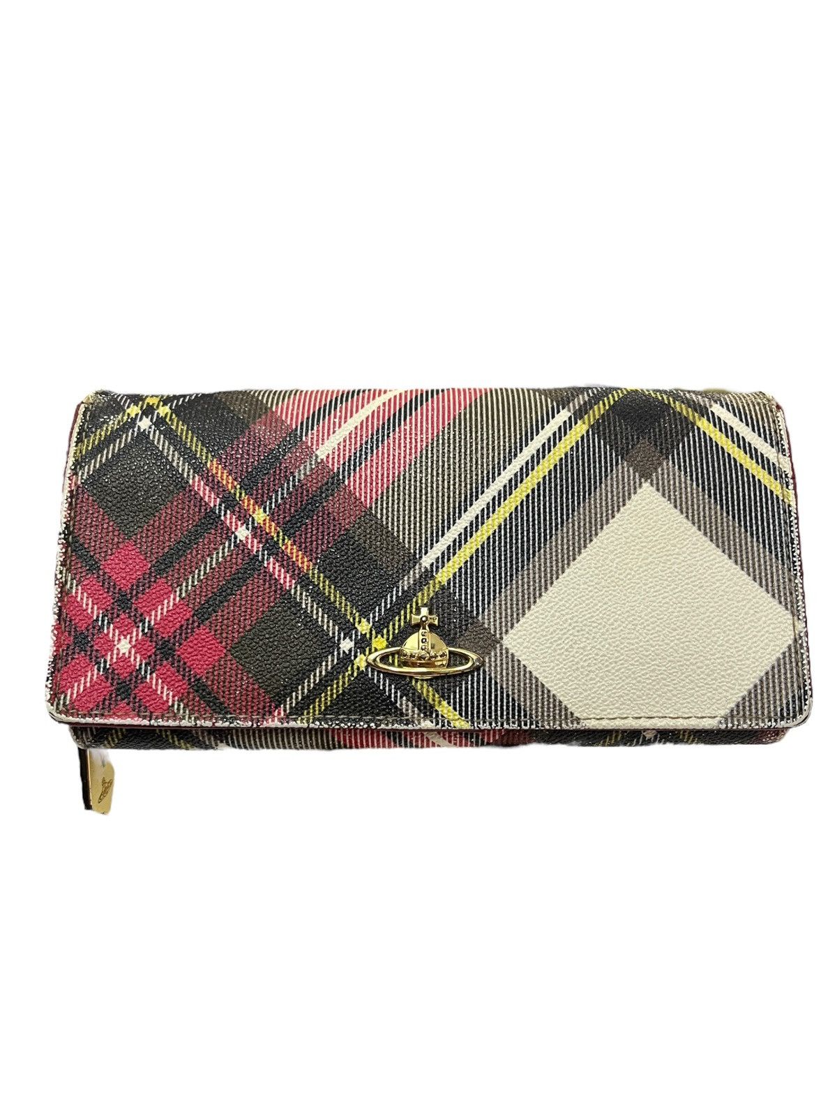 image of Vivienne Westwood Red Tartan Plaid Gold Orb, Men's