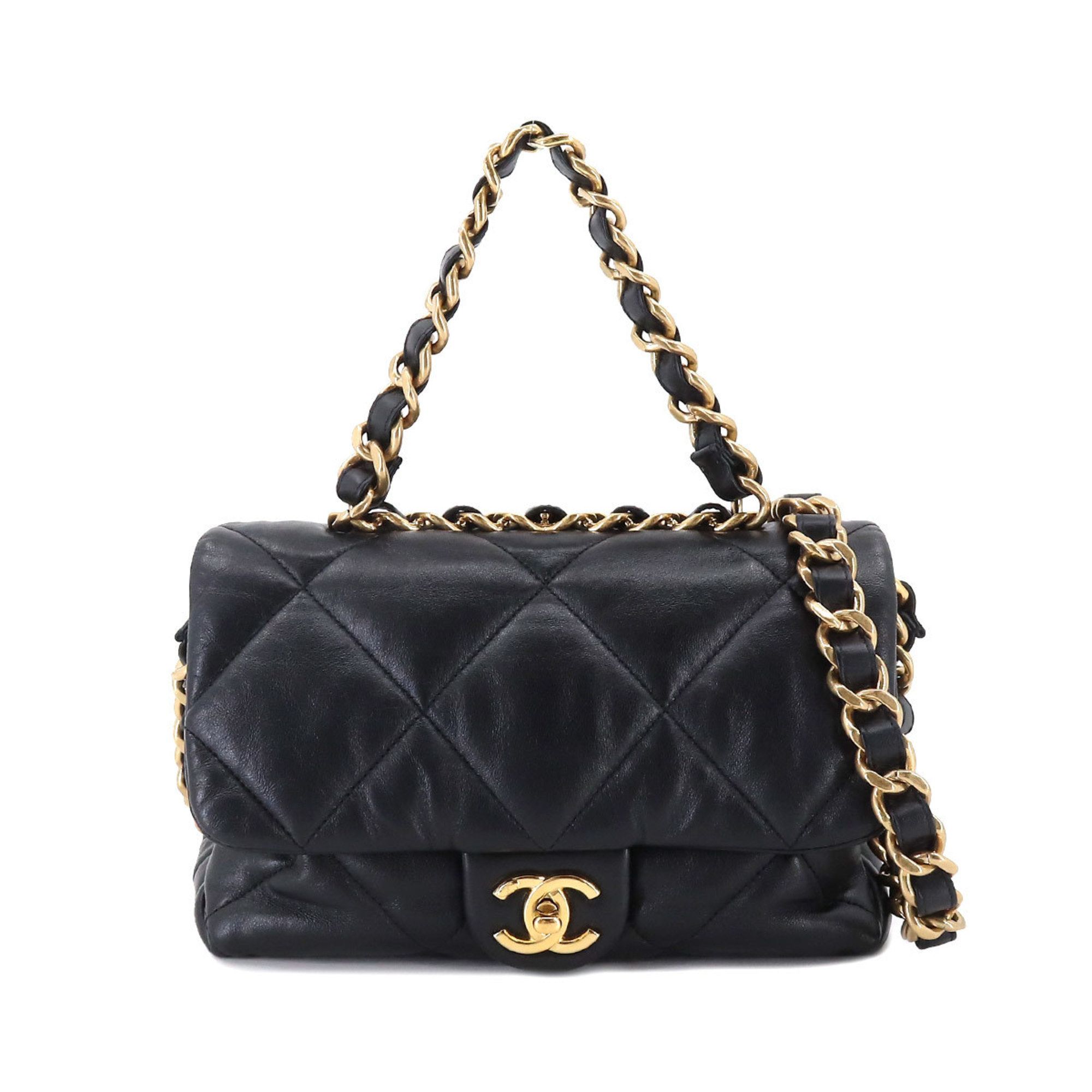 Chanel CHANEL Matelasse 2way chain hand shoulder bag leather black