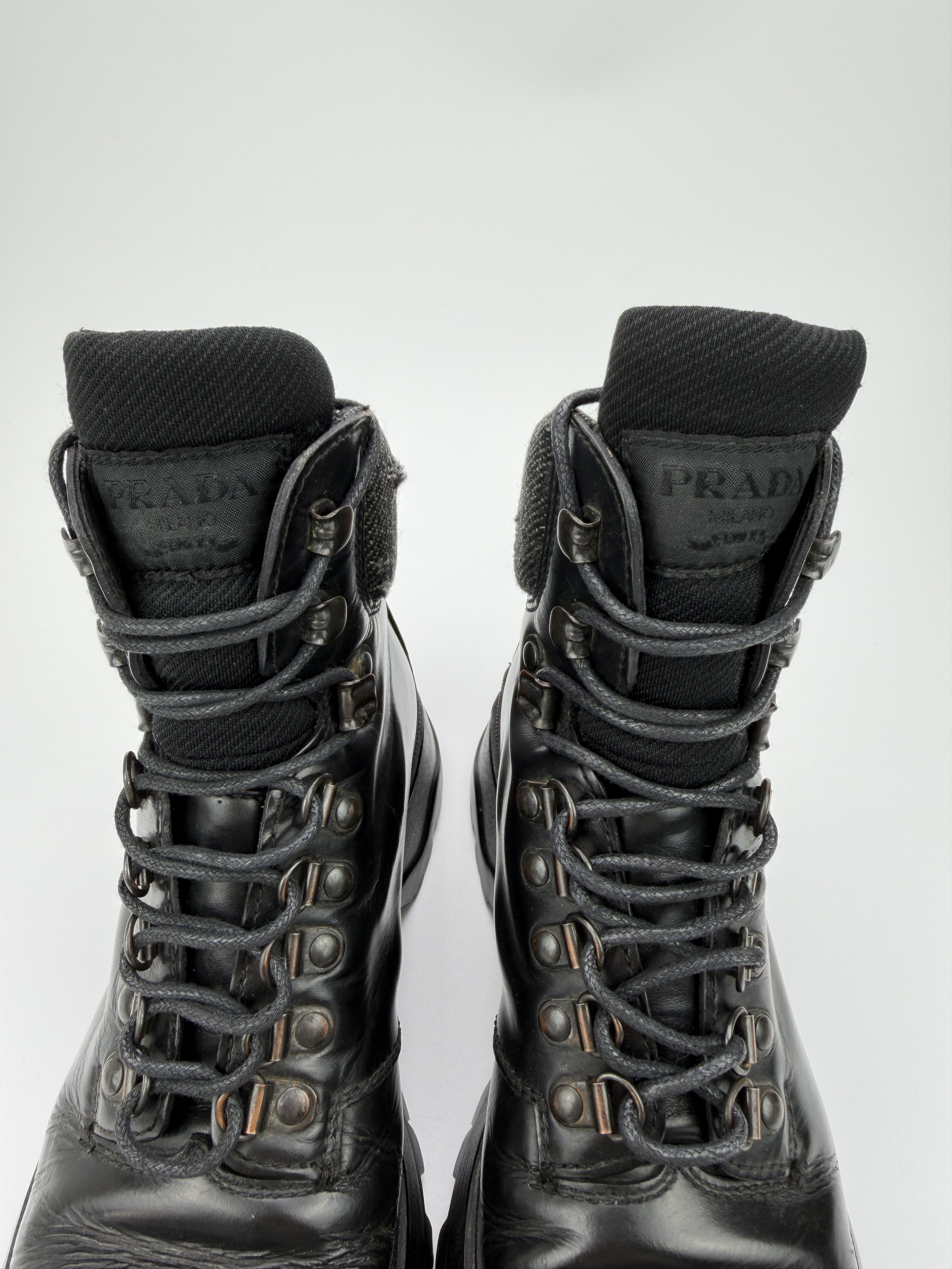 Prada Vintage Prada Vibram Heavy Leather Military Ankle Boots Size US 6 / IT 36 - 10 Thumbnail