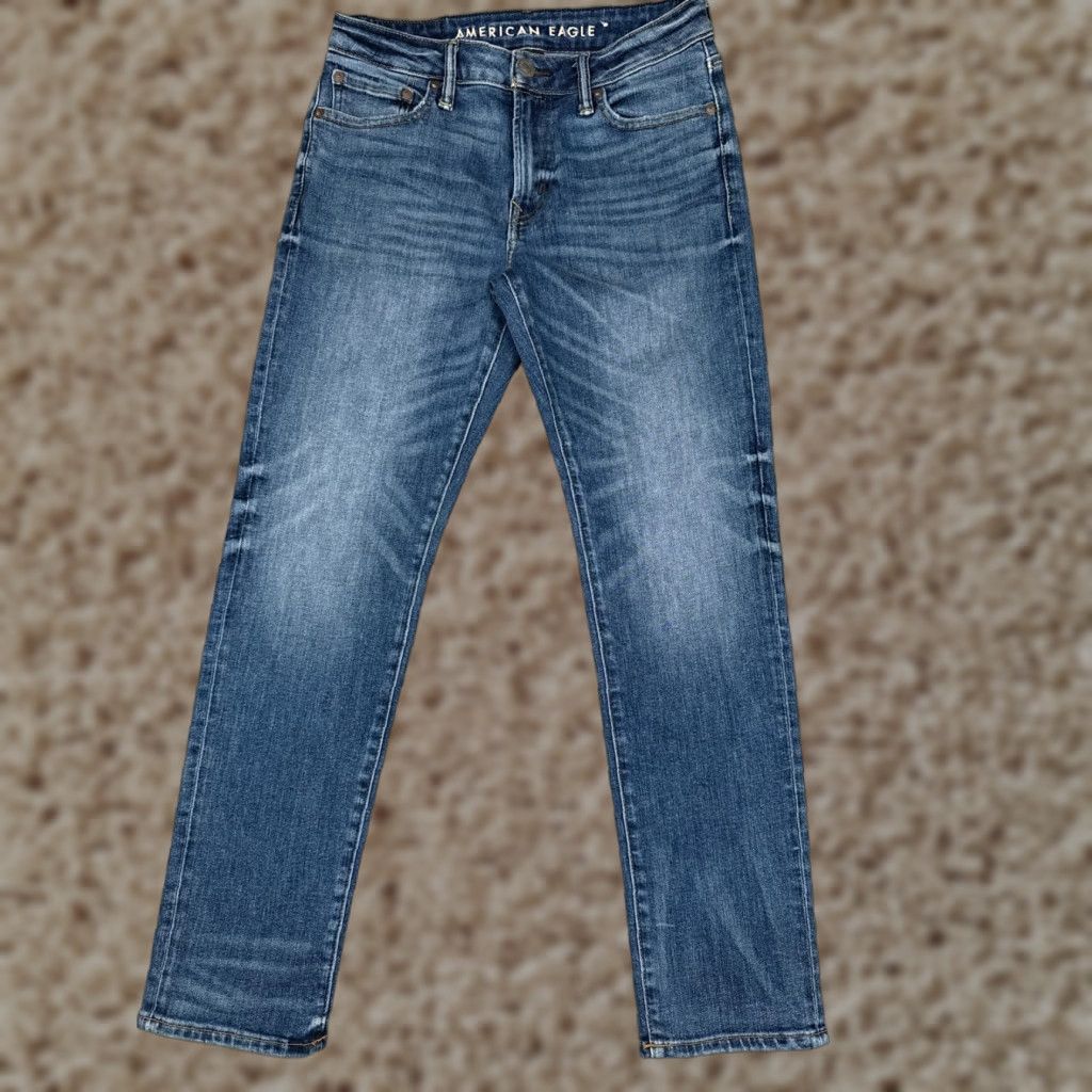 American Eagle Outfitters American Eagle Outfitters Jeans Men Regular 29x30 Blue Denim Straight Cotton Blend Rise Mid 5-Pocket Stretch Vintage No Size US 29 - 1 Thumbnail