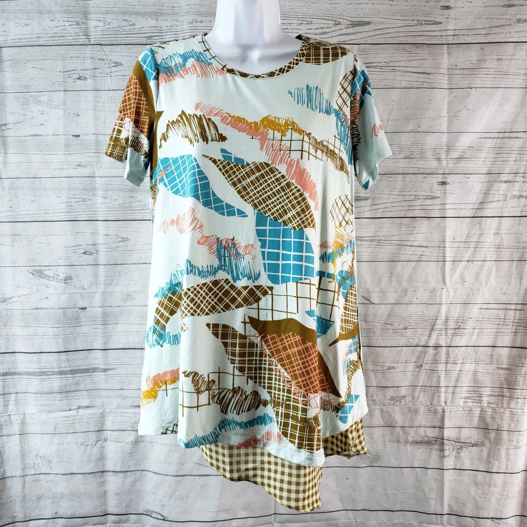 Vintage LOGO Lori Goldstein Womens Short Sleeve Blouse Sz S Blue Rayon Blend Size S / US 4 / IT 40 - 2 Thumbnail