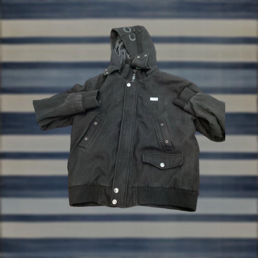 Coogi COOGI Jacket Wool Blend Black Removable Hood Coat Mid-Length XL Men Zip Snap Pockets Classic 90s Style Large Coat? Size US XL / EU 56 / 4 - 1 Thumbnail
