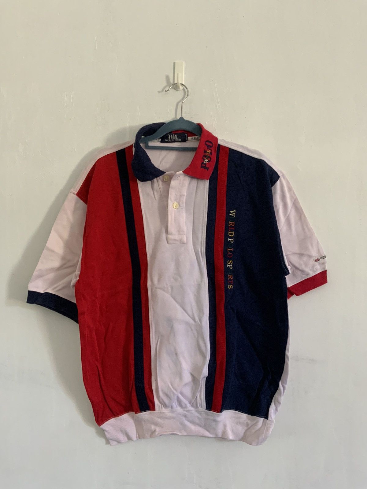 Vintage World Polo Collar Fade Sweatshirt Size US M / EU 48-50 / 2 - 1 Thumbnail