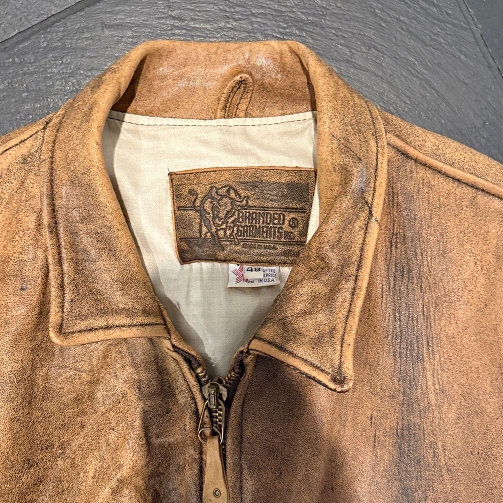 Other Vintage Men's brown distressed, bomber flight jacket size 48 Size US L / EU 52-54 / 3 - 3 Thumbnail