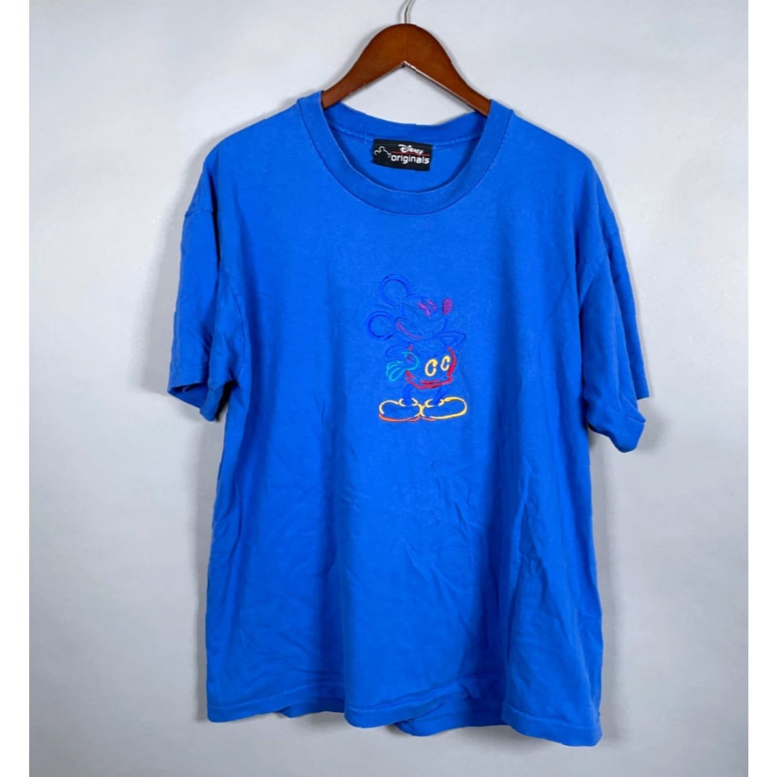 Disney VINTAGE Disney Originals Mickey Mouse T-Shirt Adult XL Blue Single Stitch 90s Cartoon Retro Mens Size US XL / EU 56 / 4 - 2 Thumbnail