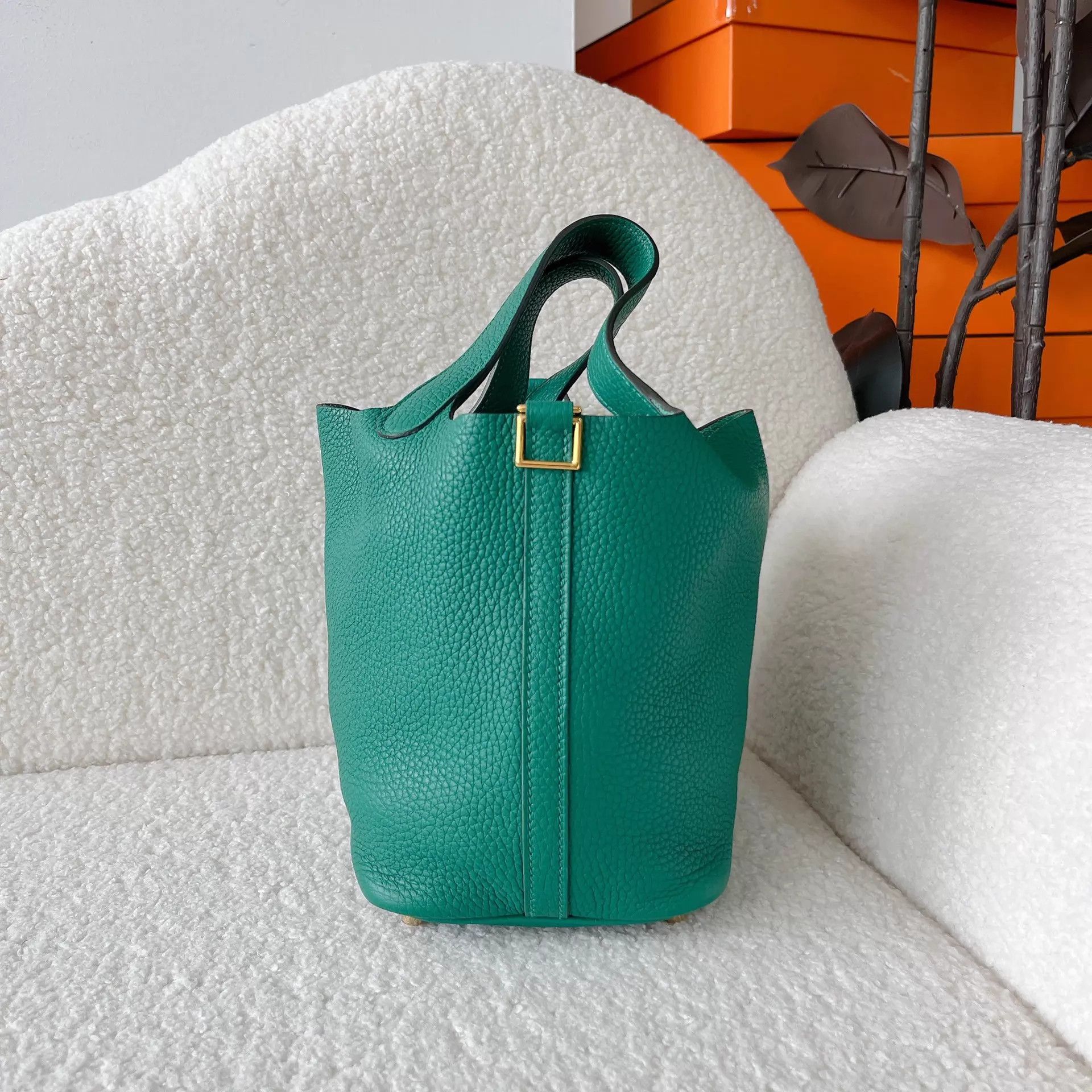 Hermes Hermes Picotin Lock 18 Velvet Green Gold Size ONE SIZE - 3 Thumbnail
