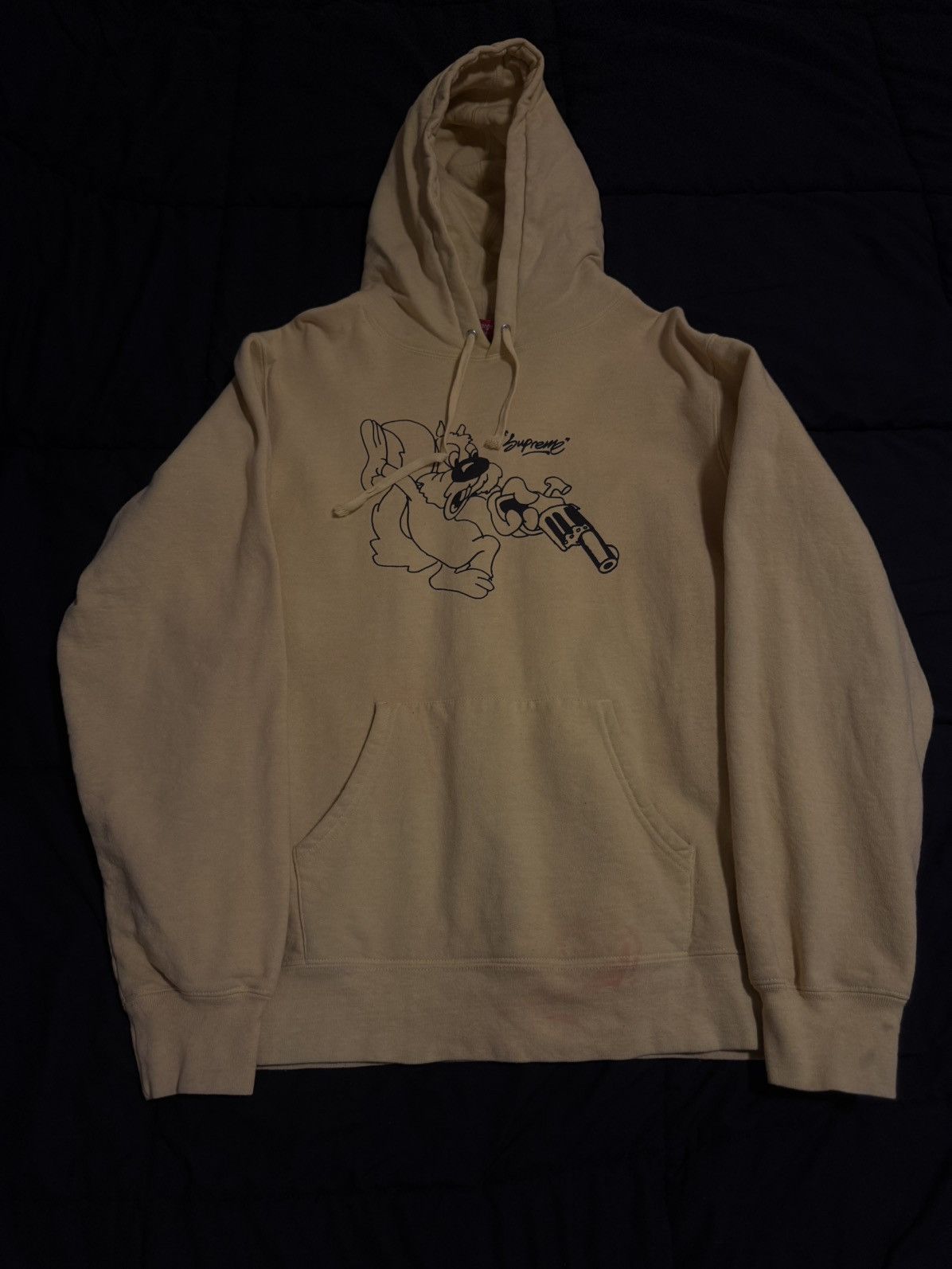 Yellow Supreme Hoodie Size Large Pre Owned Wash Stain