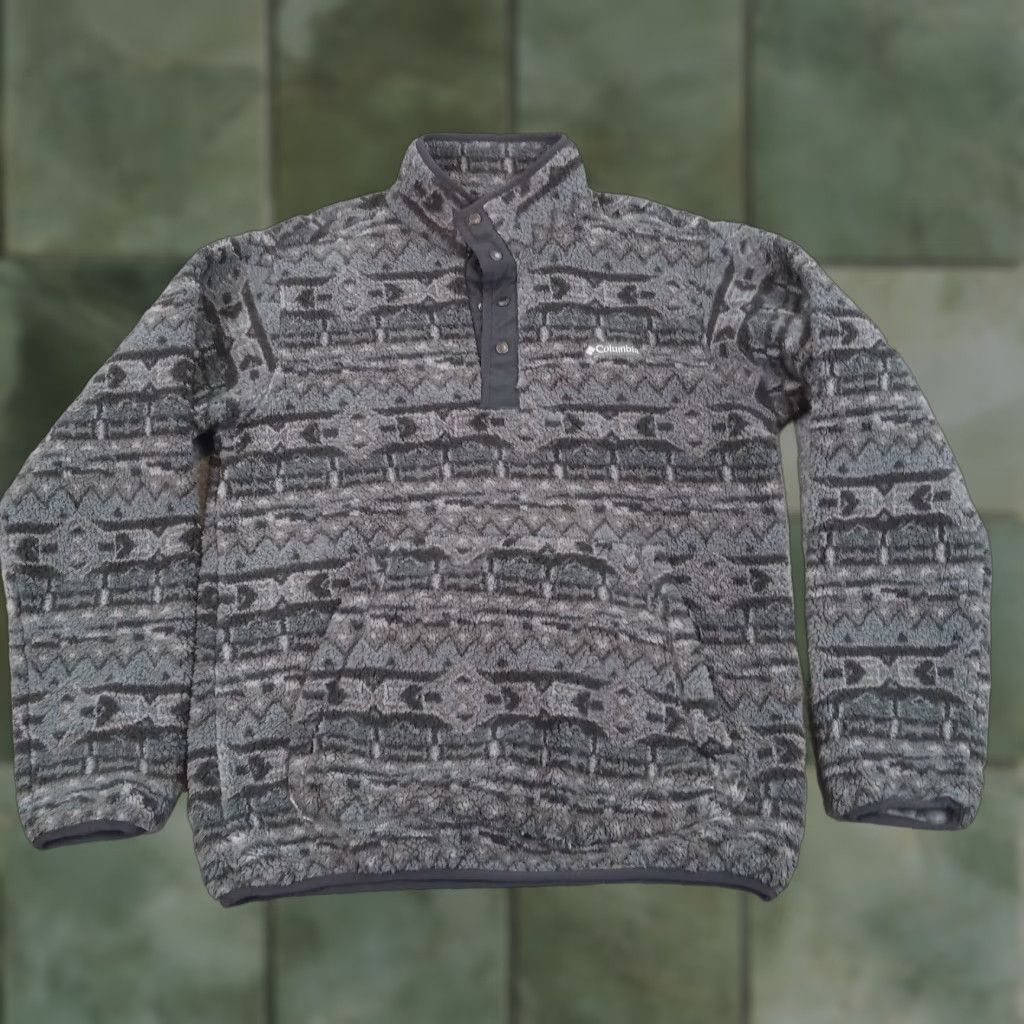 Vintage Columbia Mens Small Gray Fleece Jacket Mock Neck Long Sleeve Aztec Size US S / EU 44-46 / 1 - 1 Thumbnail
