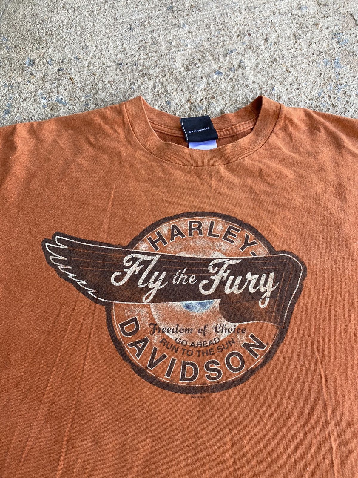 Harley Davidson × Vintage Vintage Y2K Harley Davidson Faded Orange Double Sided Shirt Size US XL / EU 56 / 4 - 2 Thumbnail