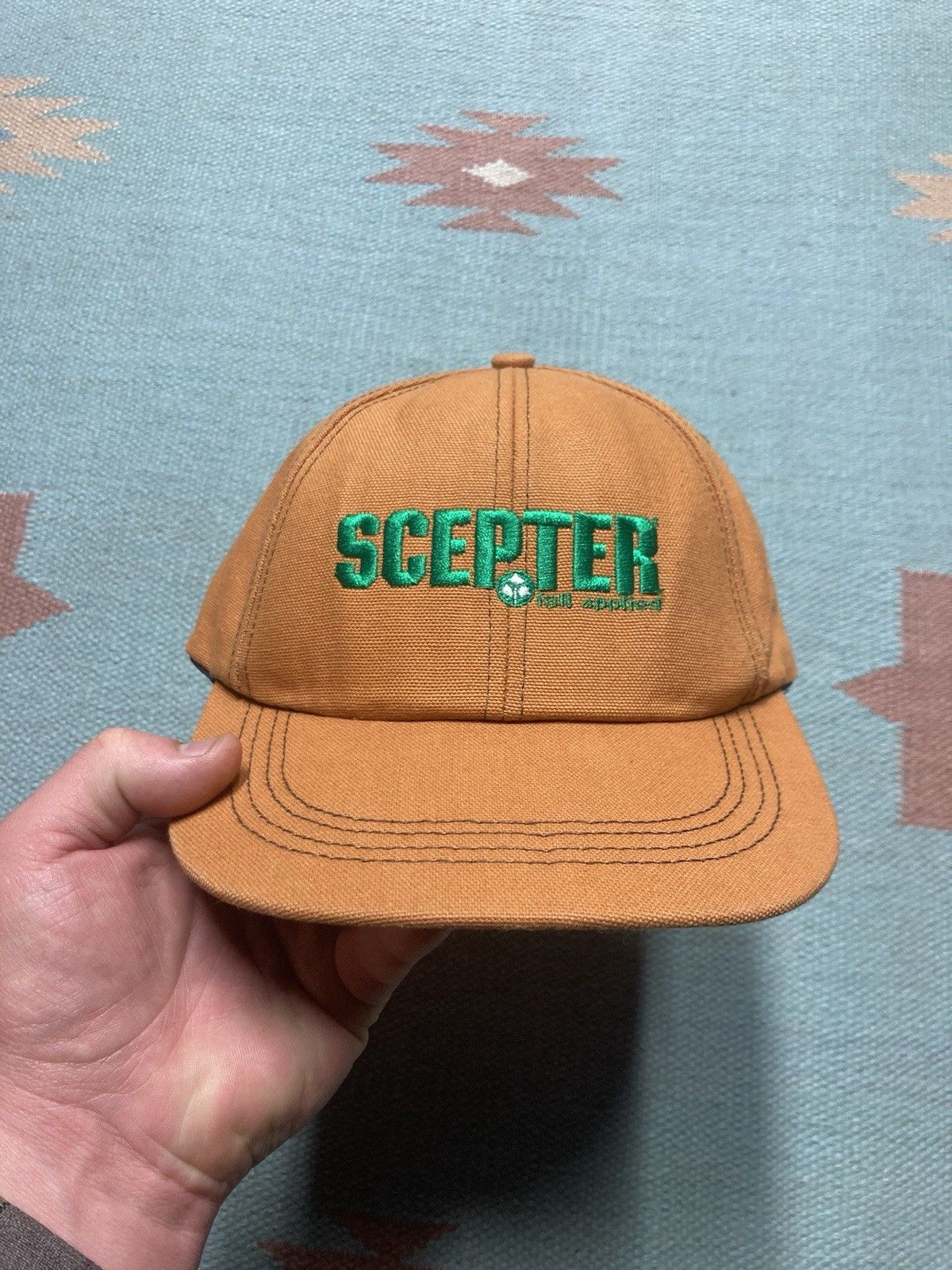 Vintage Vtg Strapback hat canvas scepter herbicide farm feed tan Size ONE SIZE - 2 Thumbnail