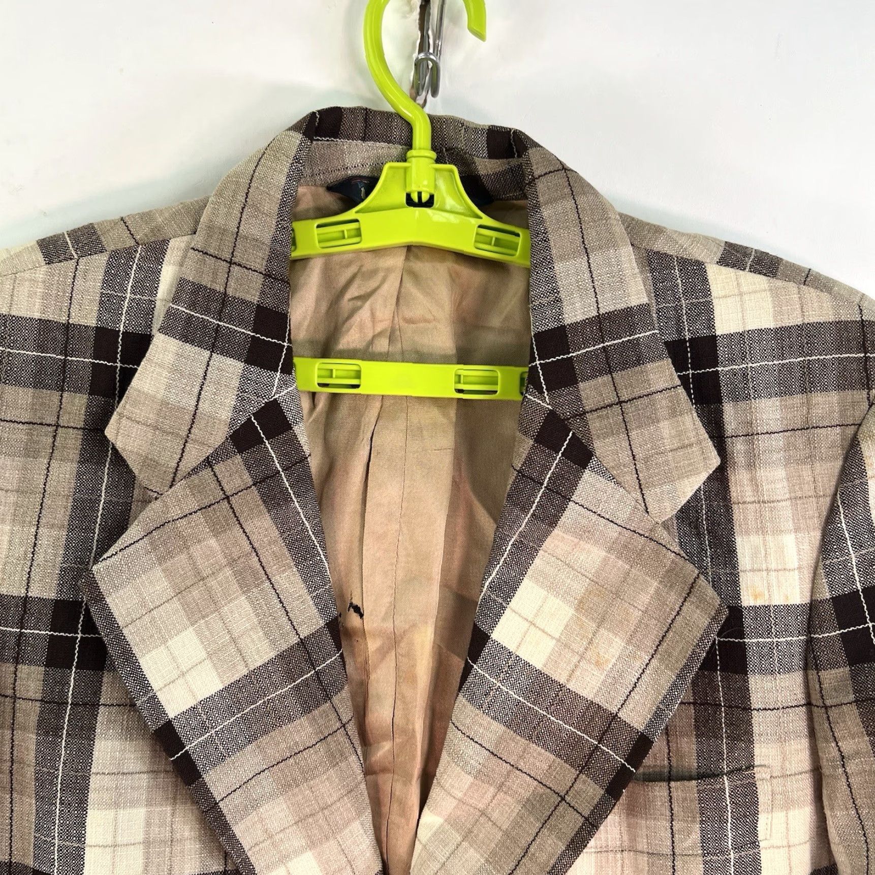 Vintage VINTAGE Philadelphia Plaid Sport Jacket Notch Lapel 2-Button Single-Breasted 42R Brown Mens Jacket Size US XS / EU 42 / 0 - 3 Thumbnail