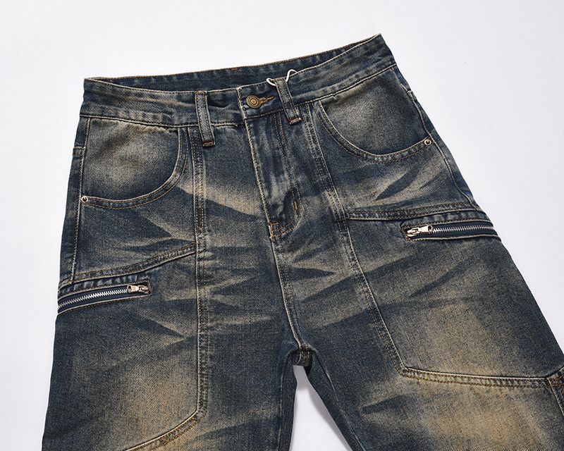 Vintage American retro washed multi-pocket distressed jeans Size US 32 / EU 48 - 3 Thumbnail