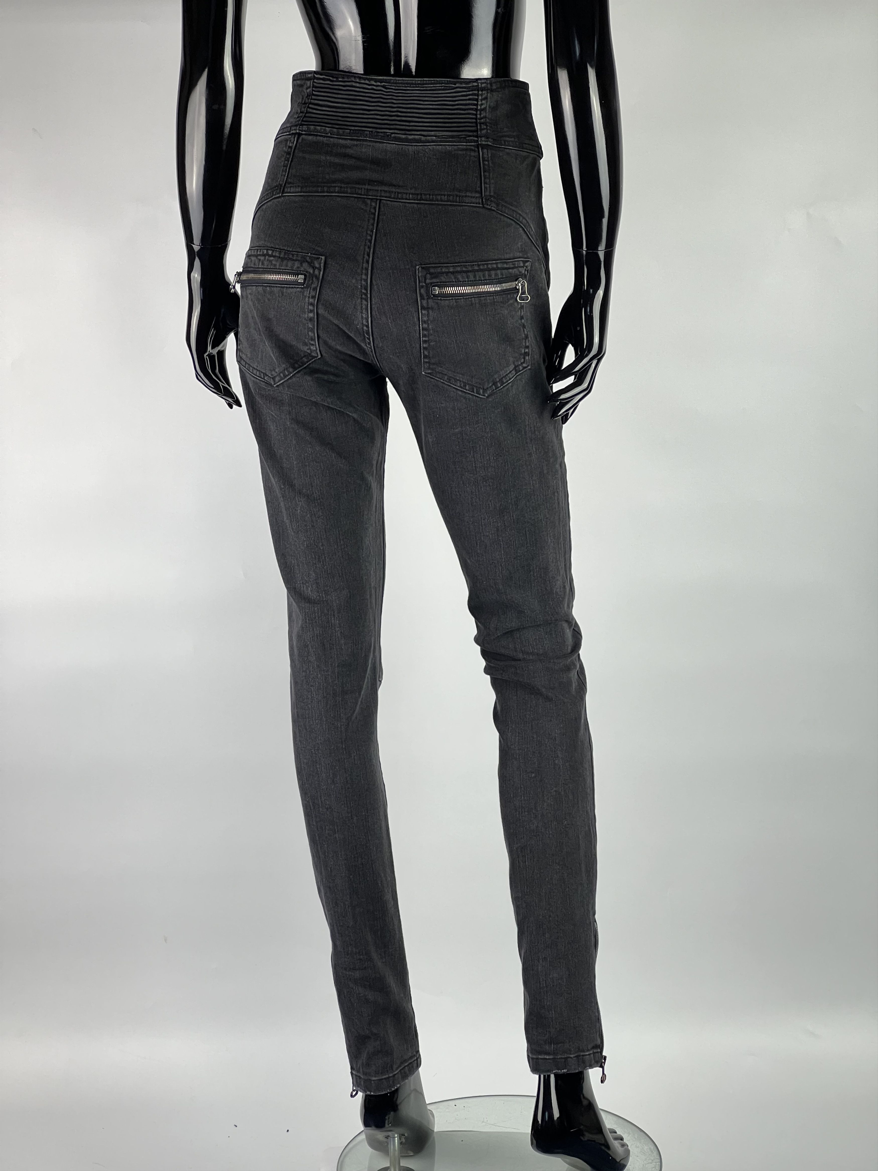 Balmain × Pierre Balmain Pierre Balmain Women's Jeans Gray Size 27 Size 27" / US 4 / IT 40 - 3 Thumbnail