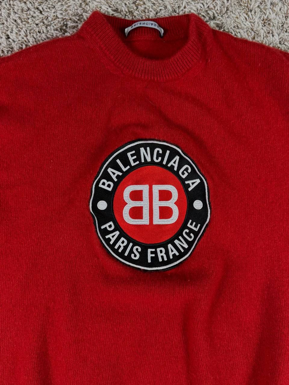 Balenciaga Balenciaga Club Logo Crewneck Sweater in Cashmere & Wool Size US S / EU 44-46 / 1 - 2 Thumbnail