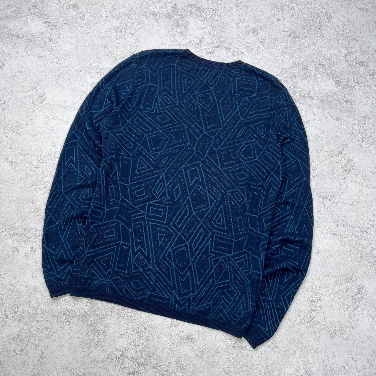 Versace Versace Jeans Couture Sweater V-Neck Blue Geometric Knit Size US S / EU 44-46 / 1 - 11 Thumbnail