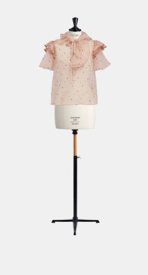 o1w1db10924 Dots Organza Top in Pink