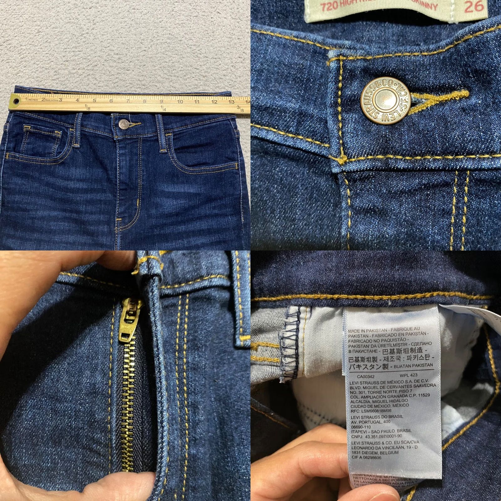 Levi's Levi's 720 Jeans Womens sz 26 Blue Denim Dark Wash High Rise Super Skinny Size 26" / US 2 / IT 38 - 8 Thumbnail