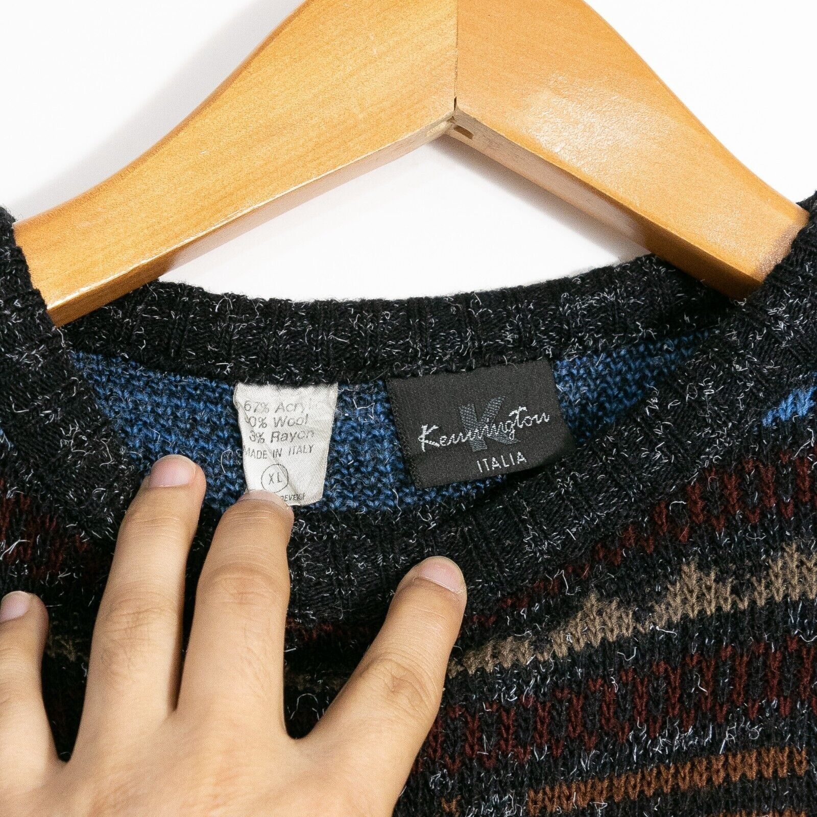Vintage Vintage Italian Wool Acrylic Blend Sweater Mens XL Abstract Size US XL / EU 56 / 4 - 4 Thumbnail