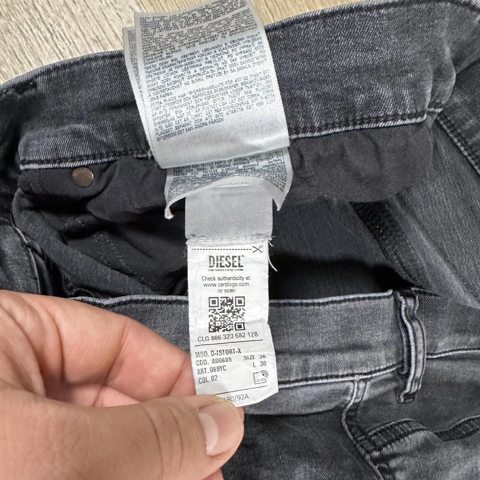 Diesel Diesel Men's D-ISTORT Skinny Jeans Size 30 Black Faded Wash Size US 30 / EU 46 - 10 Thumbnail
