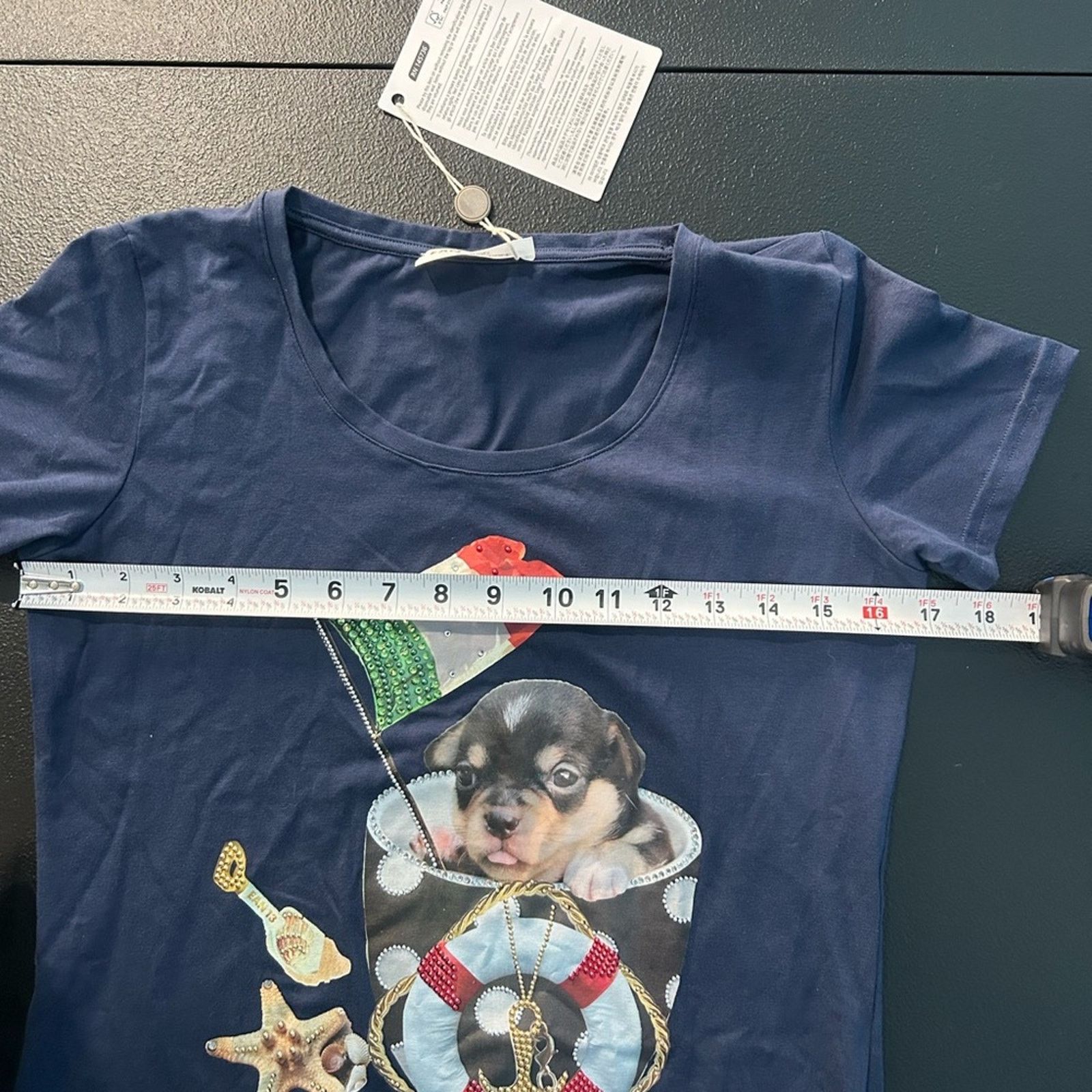 Other EAN 13 Swarovkski Crystal Accent Shirt Puppy Nautical Navy 6 Size M / US 6-8 / IT 42-44 - 9 Thumbnail