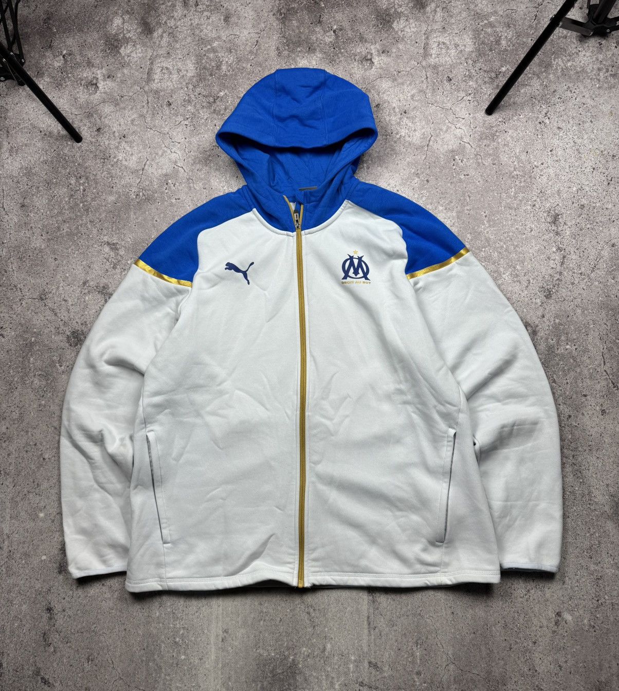 Puma Vintage Puma Marseille Y2K Drill PSG Track Zip Hoodie Soccer Size US XL / EU 56 / 4 - 1 Thumbnail