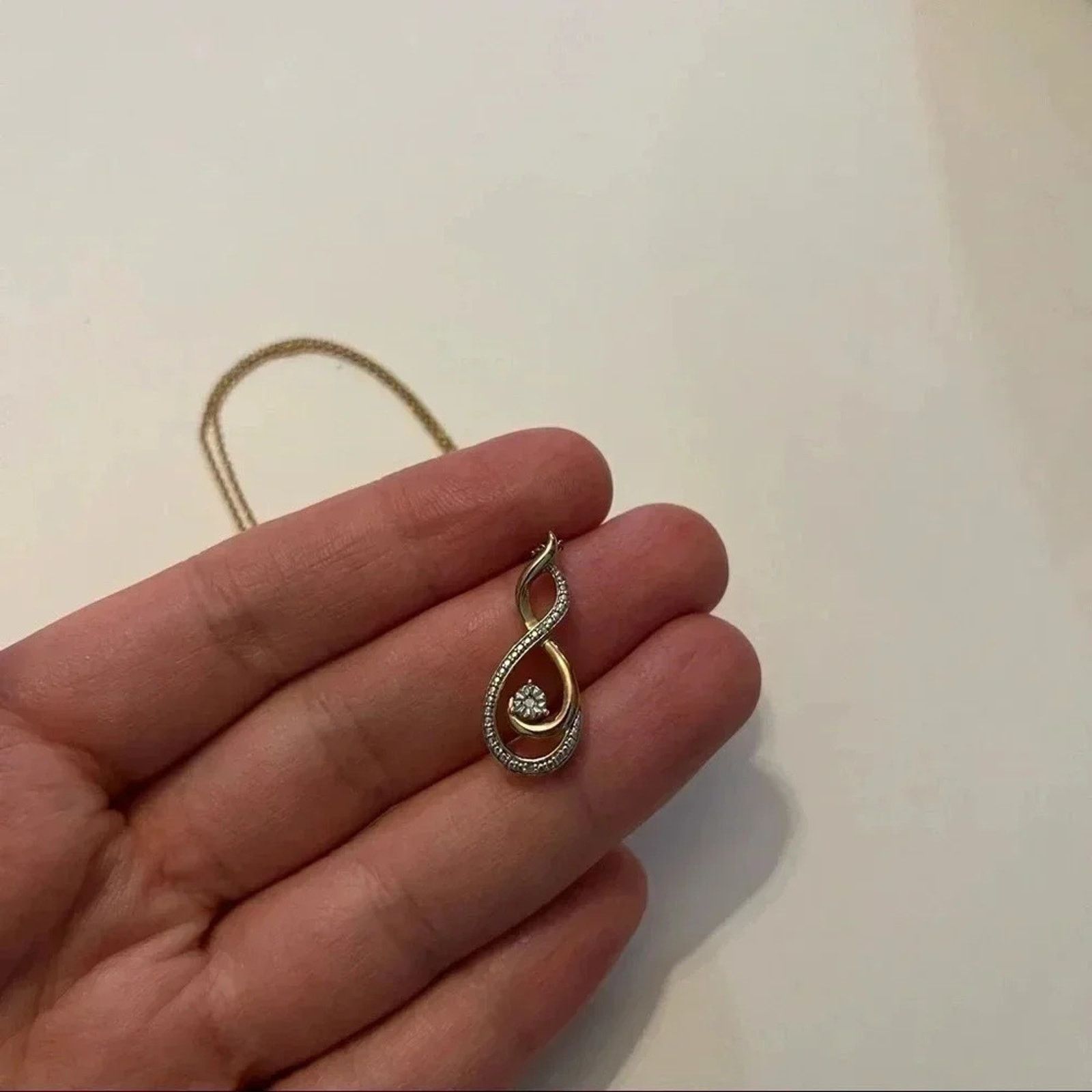 Other Diamond Swirl Gold Plated 925 Sterling Silver Pendant 18" Size ONE SIZE - 2 Thumbnail