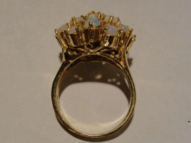 Handmade Cluster Sterling 18kt Gold Vermeil Cocktail Ring Cabochons Size ONE SIZE - 3 Thumbnail