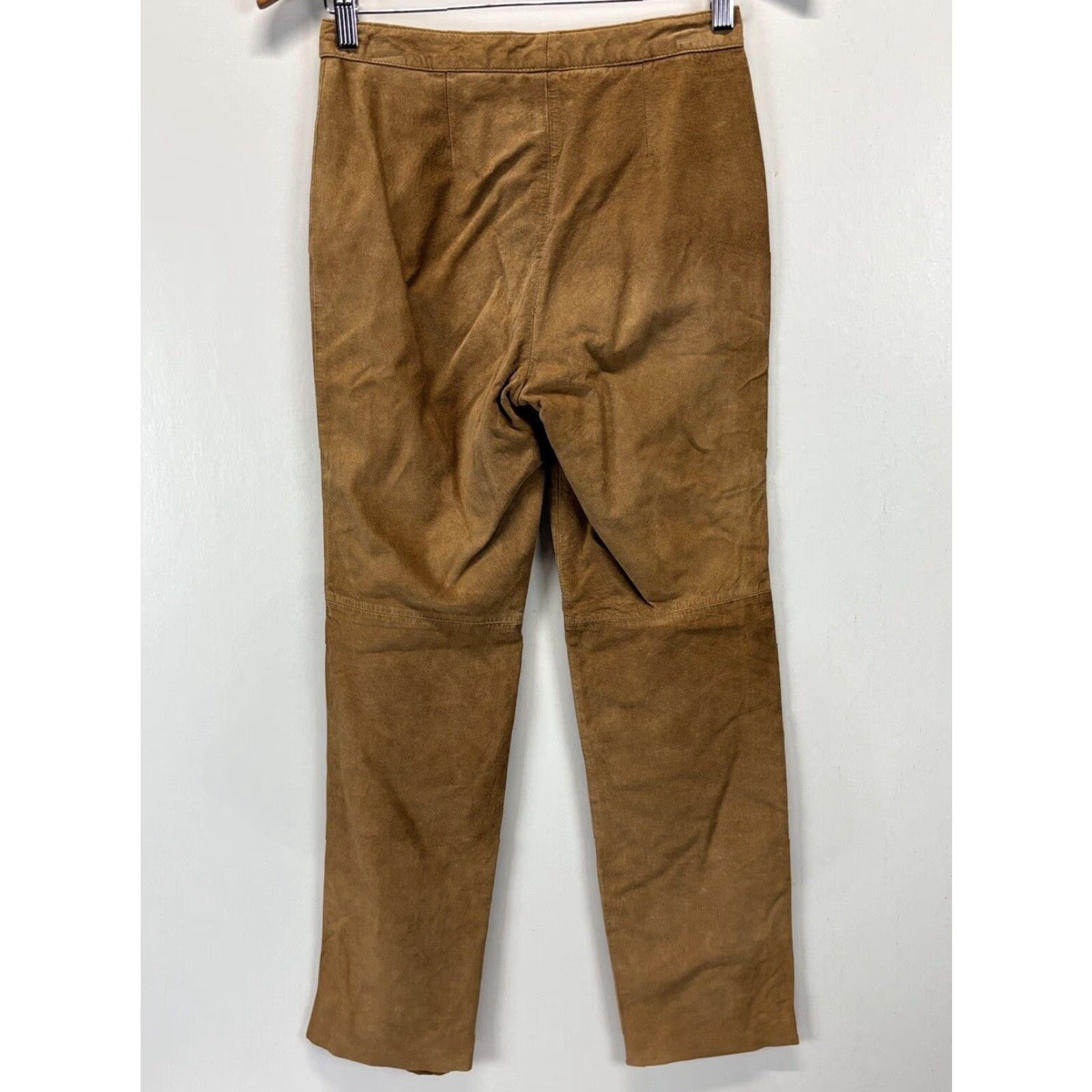 Vintage Womens INC International Concepts Suede Leather Lined Straight Brown Pants Size 4 Size 27" / US 4 / IT 40 - 3 Thumbnail