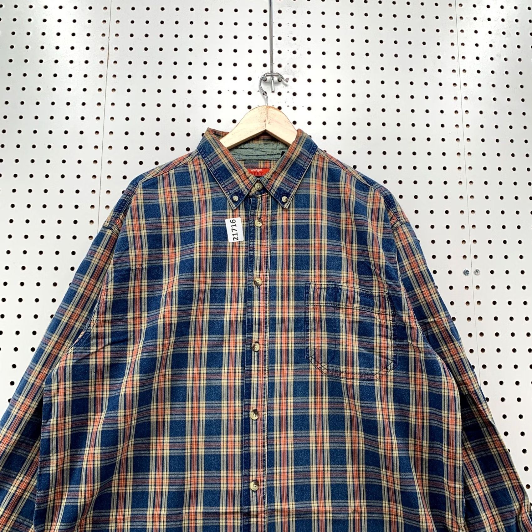 Wrangler Wrangler Hero Button Down Shirt Plaid Long Sleeve Mens XL Blue Red 26x31 Size US XL / EU 56 / 4 - 5 Thumbnail