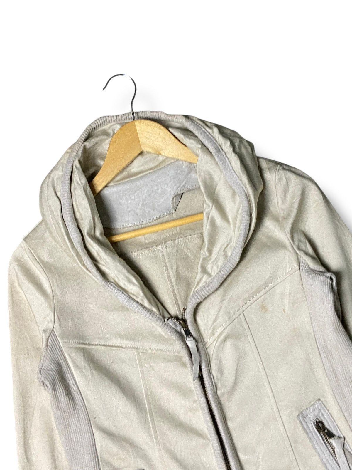 Japanese Brand B.R.U.S.H Canvas Leather Hidden Hooded Crop Jacket (142) Size US XXS / EU 40 - 4 Thumbnail