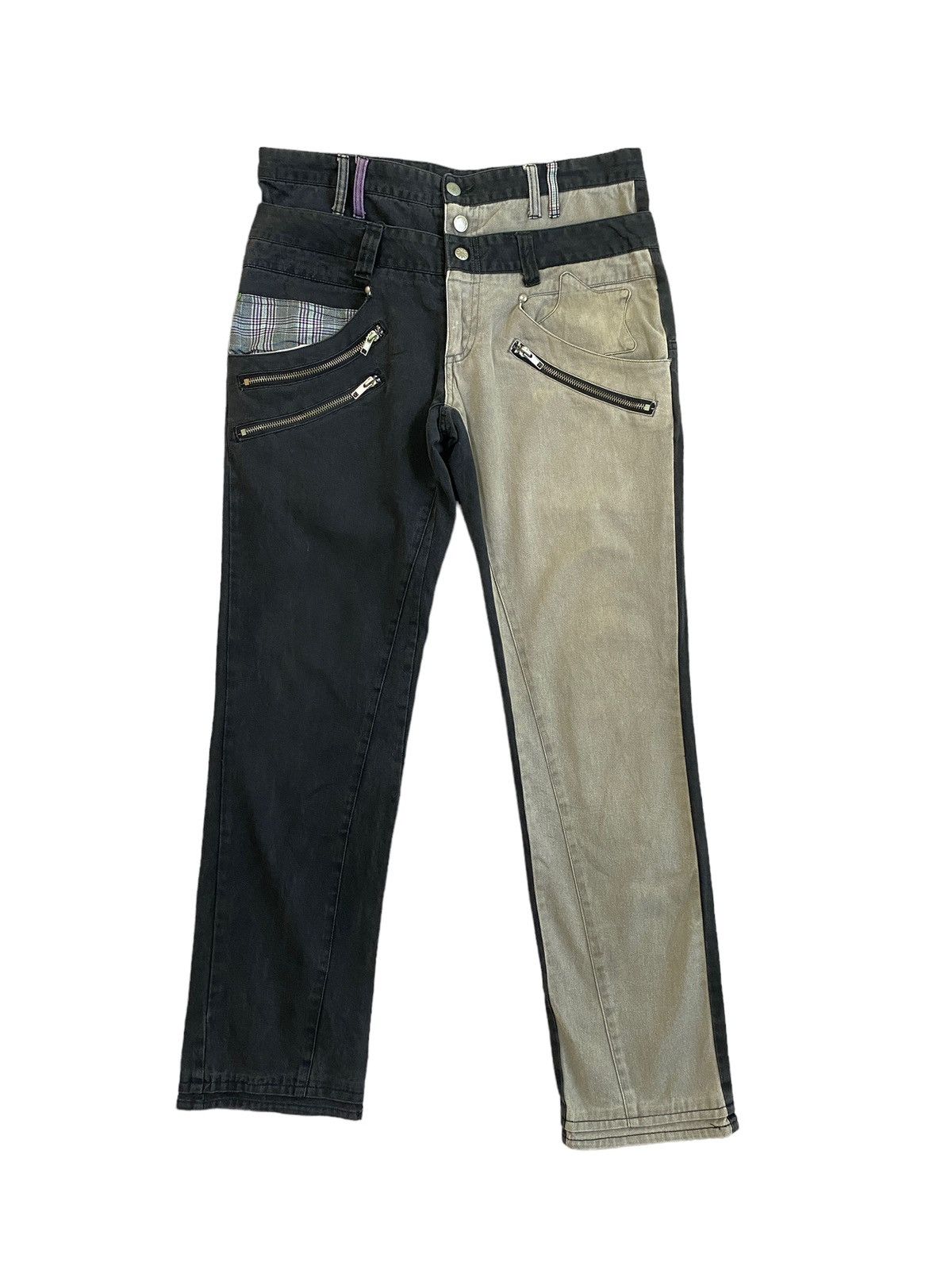 Hysteric Glamour × Japanese Brand Double Waist 2 tone Colour Many Dope Zipper Pants Size US 30 / EU 46 - 1 Thumbnail