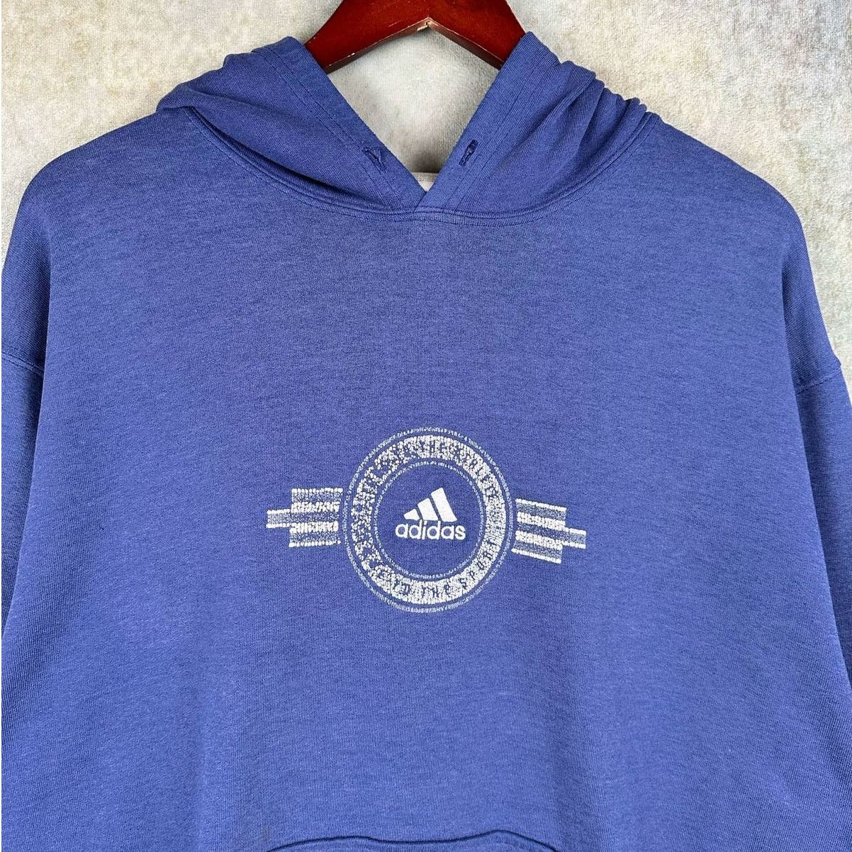 Adidas × Vintage Vintage Adidas Hoodie Sweatshirt Sz L Blue Pullover 90s Size US L / EU 52-54 / 3 - 4 Thumbnail