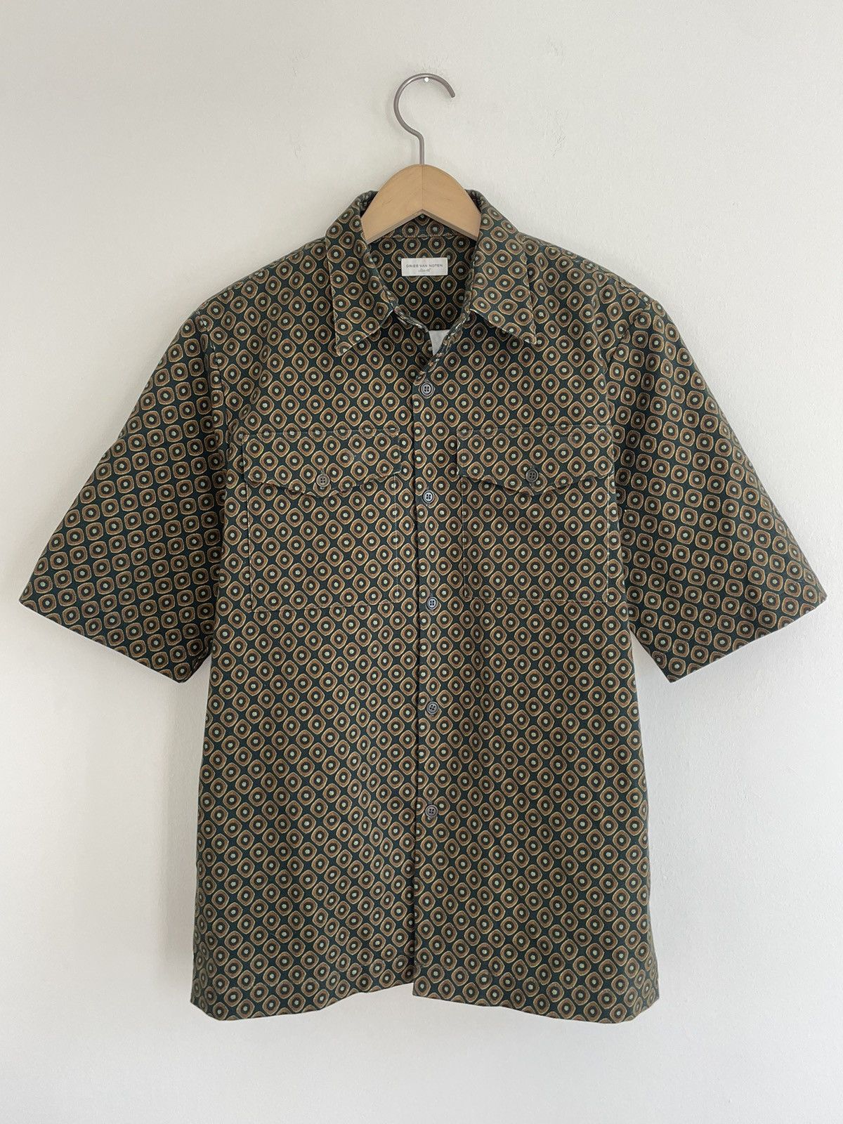 Image of Dries Van Noten Claseni Printed Gabardine Short-Sleeve Shirt, Men's (Size Small)