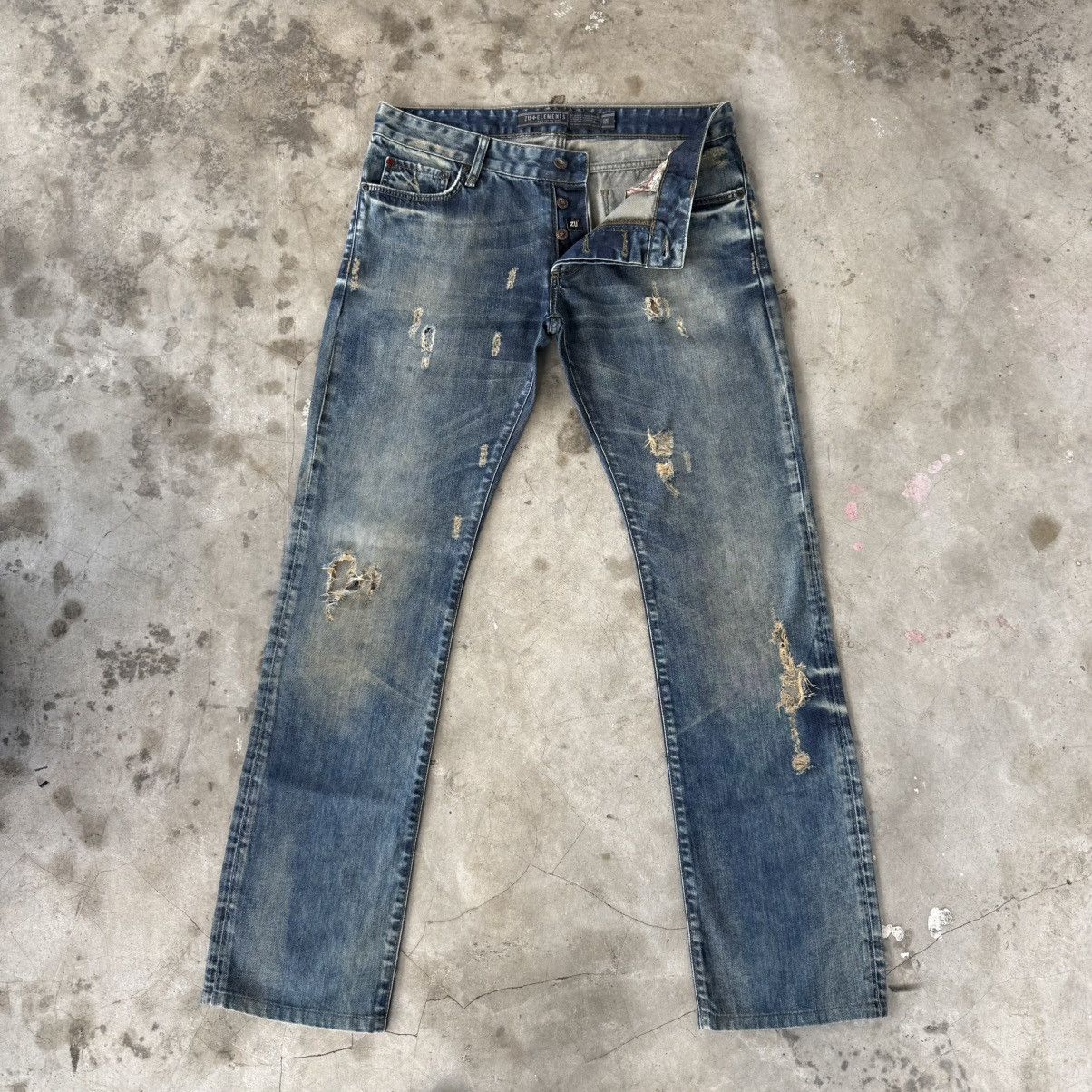 Japanese Brand W34x30.5 Vintage ZuElement Faded Rusty Ripped Denim Jean Size US 34 / EU 50 - 9 Thumbnail