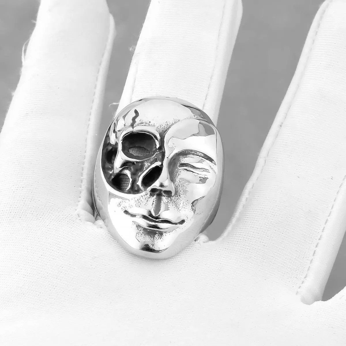 Vintage Gothic Mask Skull Ring Size 44 - 6 Thumbnail