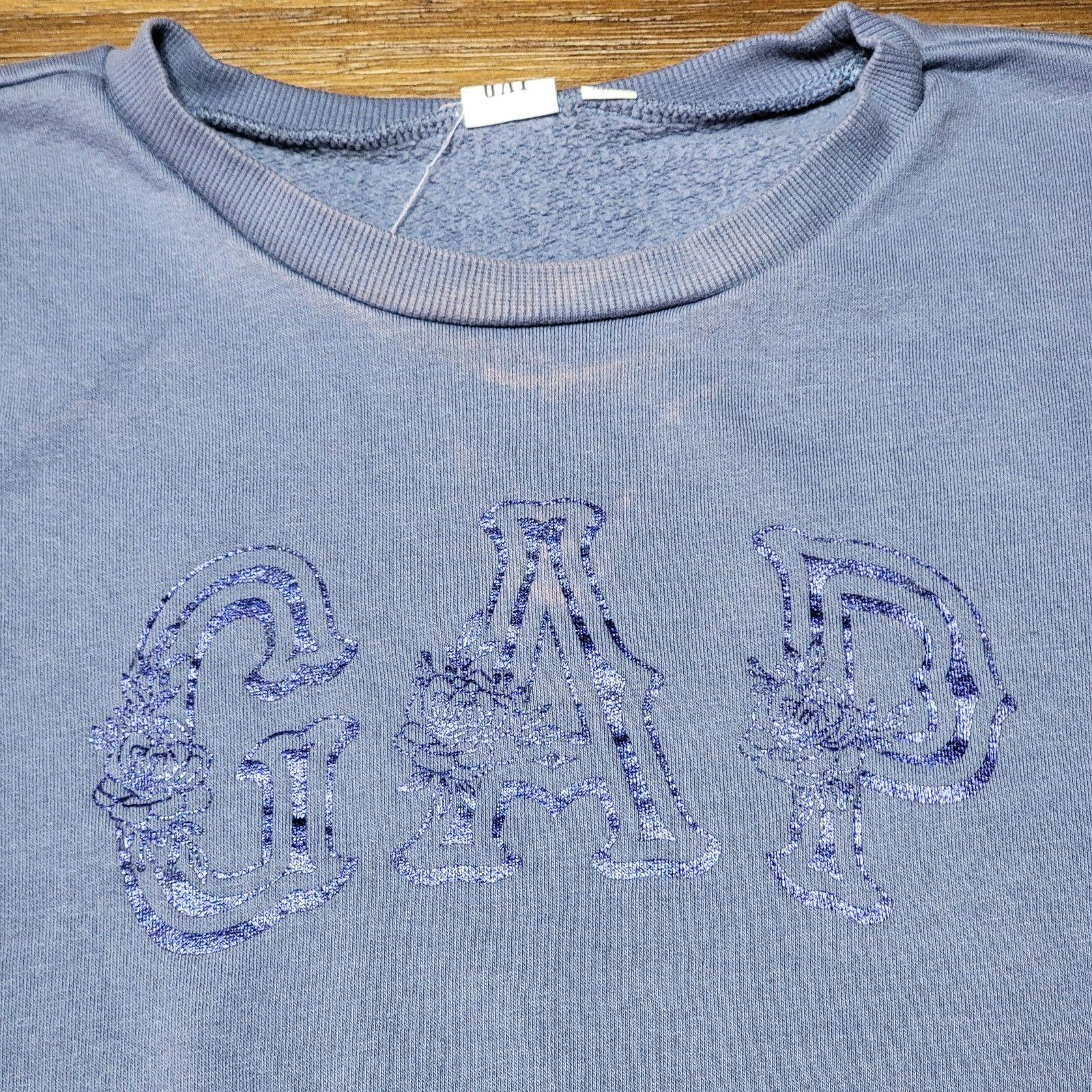Gap GAP LS Blue Sweatshirt Old-Time Floral Logo - Size XS Size XS / US 0-2 / IT 36-38 - 2 Thumbnail