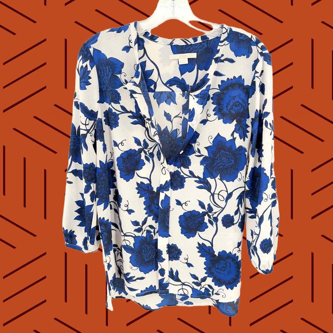 Vintage C&E White Floral Long Sleeve Blouse Size Medium Size M / US 6-8 / IT 42-44 - 1 Thumbnail
