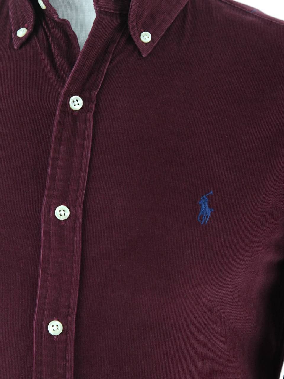 Polo Ralph Lauren POLO RALPH LAUREN Slim burgundy micro velvet shirt Size US S / EU 44-46 / 1 - 5 Thumbnail