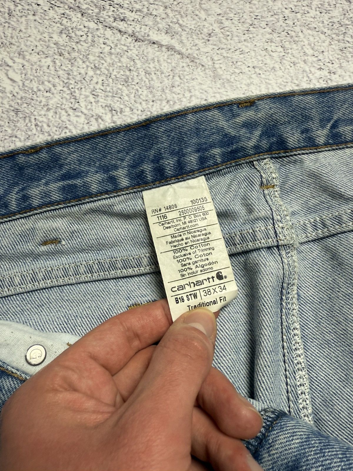 Carhartt Vintage Carhartt Jeans Work Skate Denim Pants Leather Logo Size US 38 / EU 54 - 18 Thumbnail