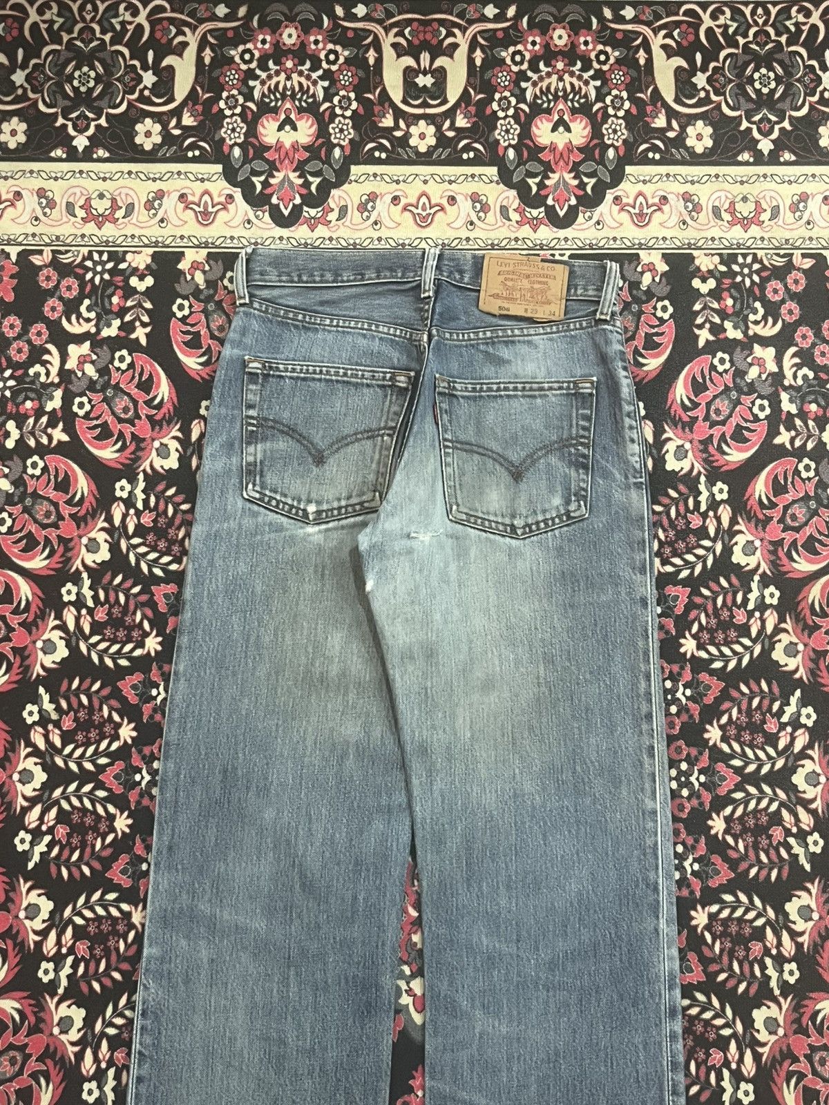 Levi's Y2K Levi’s 506 Blue Faded Washed Frayed Leg Straight Jeans Size US 29 - 6 Thumbnail