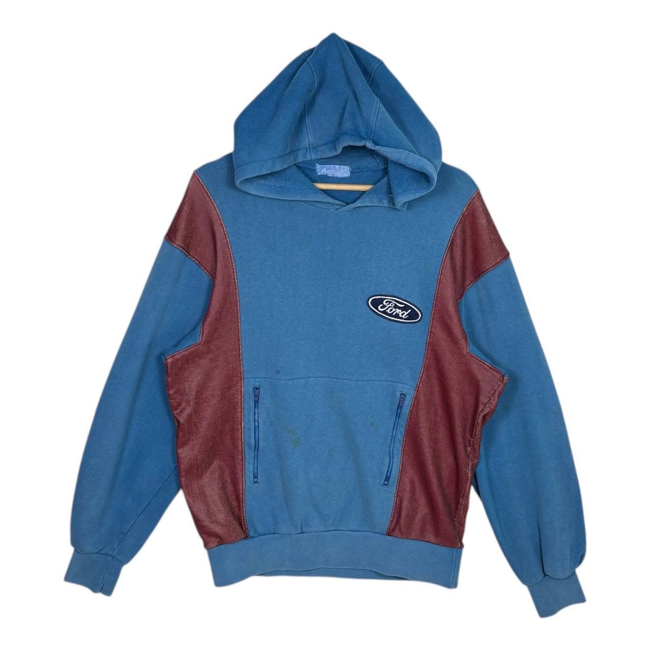 Ford Vintage Ford Leather Panel Hoodie Sweatshirt 90s Streetwear Size US M / EU 48-50 / 2 - 1 Thumbnail