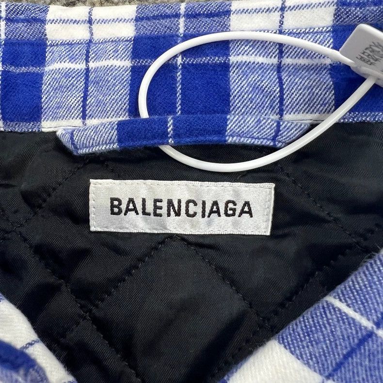Balenciaga Balenciaga size 38 White and blue plaid long-sleeved cotto Size M / US 6-8 / IT 42-44 - 3 Thumbnail