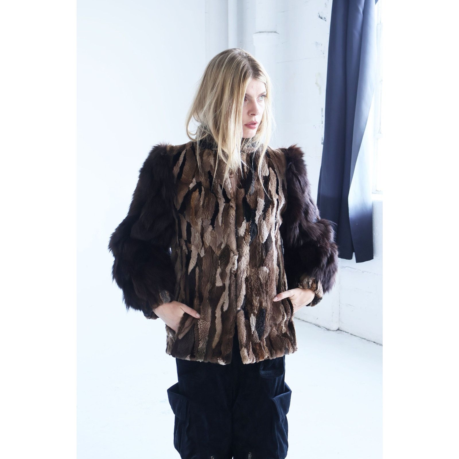 Vintage Vintage 1970s Brown Patchwork Fur Coat Size S / US 4 / IT 40 - 7 Thumbnail